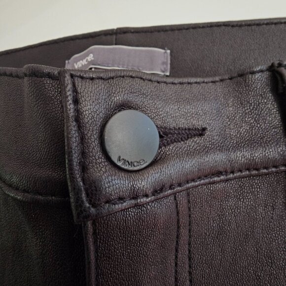 Vince 100% Leather Black Moto Pants Size 0 Biker Style Slim Fit Womens - Picture 8 of 12